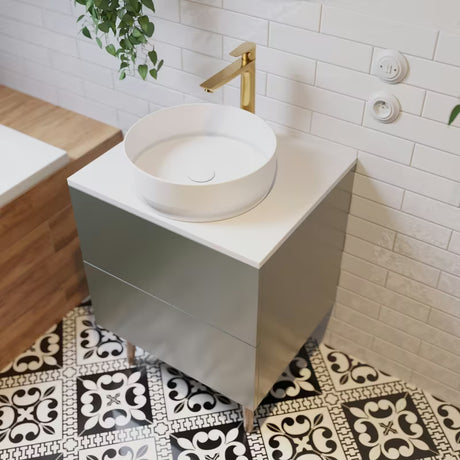 Závěsná skříňka pod umyvadlo Naturel Boho 60 cm v matné šedozelené barvě s otevíráním PushOpen.