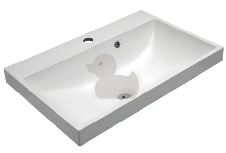 Bílé nábytkové umyvadlo Naturel Cube Way 60 x 40 cm z litého mramoru s otvorem pro baterii uprostřed