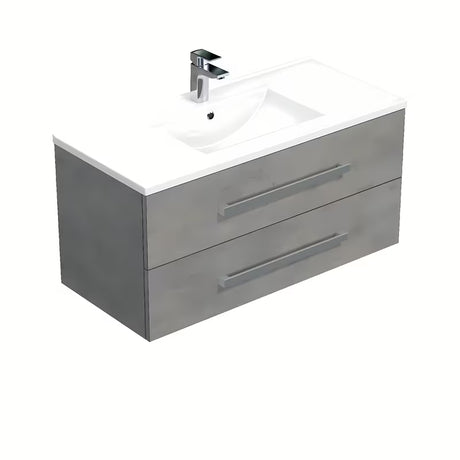 Závěsná koupelnová skříňka SAT Cube Way s keramickým umyvadlem v imitaci betonu