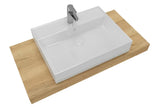 Koupelnová sestava Naturel Dolce 100x50 cm v dekoru dub halifax s umyvadlem na desku a chromovou baterií.