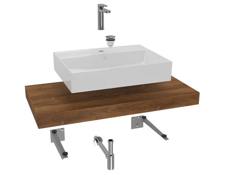 Koupelnová sestava Naturel Dolce s deskou 100x50 cm v dekoru dub charleston a umyvadlem na desku