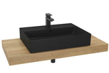 Koupelnová sestava Naturel Dolce 100x50 cm v dekoru dub halifax s černým matným umyvadlem a baterií.