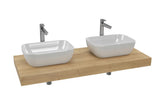 Koupelnová sestava Naturel Dolce 120x50 cm v dekoru dub halifax s umyvadly na desku a vysokými bateriemi