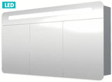 Zrcadlová skříňka Naturel 120x65 cm v šedostříbrné barvě s LED osvětlením a třemi zrcadlovými dvířky.