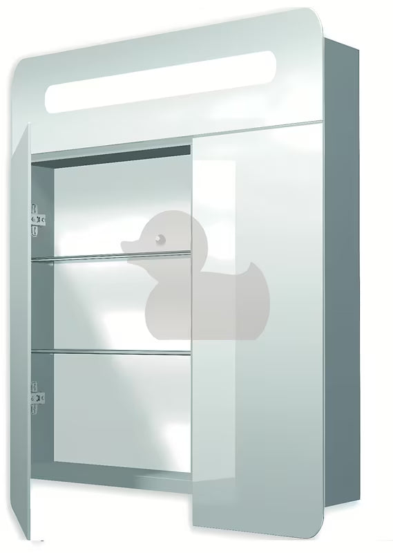 Šedostříbrná zrcadlová skříňka Naturel 80x65 cm se dvěma dvířky a LED osvětlením