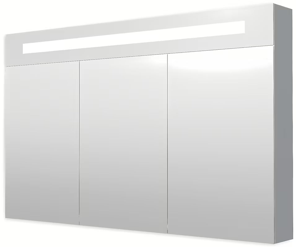 Zrcadlová skříňka Naturel 120x75 cm v šedostříbrné barvě se třemi zrcadlovými dvířky a LED osvětlením