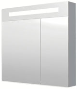 Šedostříbrná zrcadlová skříňka Naturel 80x75 cm se dvěma zrcadlovými dvířky a LED osvětlením.