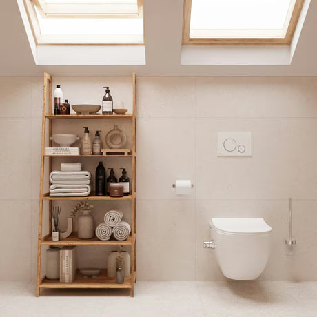 Stojící regál Naturel Home v dekoru ořech s matným povrchem z masivního dřeva