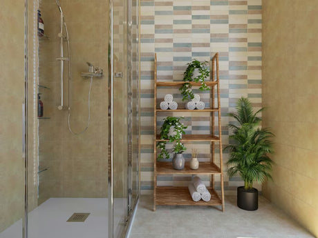 Stojící regál Naturel Home v dekoru ořech s matným povrchem z masivního dřeva