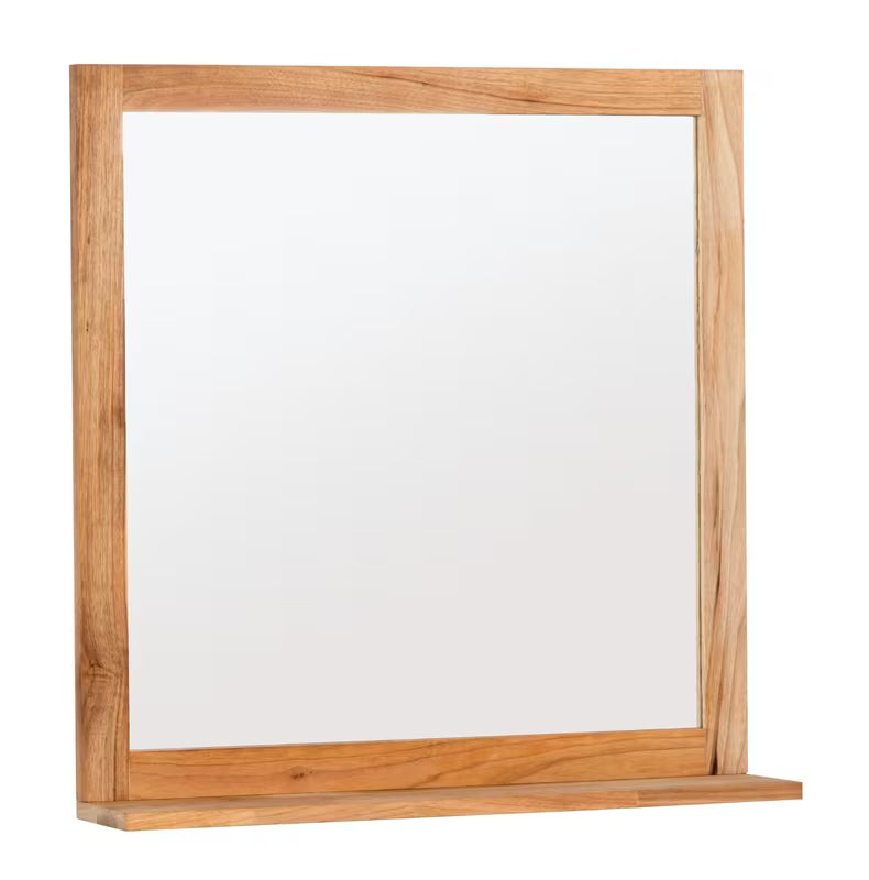 Zrcadlo Naturel Home s poličkou 60x61,5 cm v dekoru ořech, orientace na výšku.