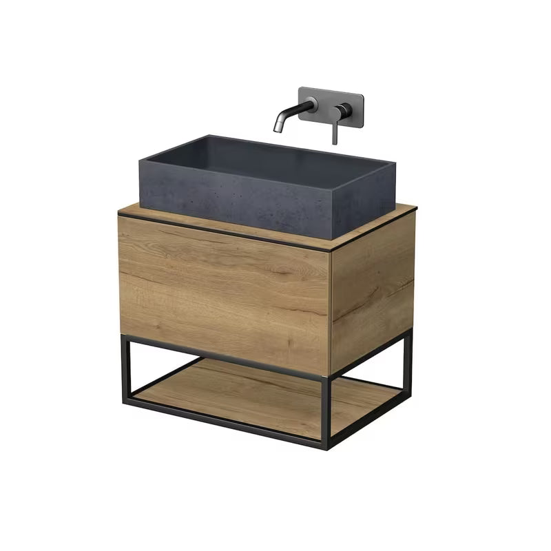 Závěsná skříňka pod umyvadlo Naturel Oxo 70x50 cm v dekoru dub halifax s univerzální deskou