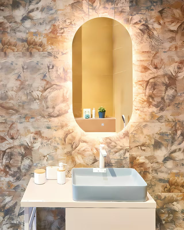 Oválné LED zrcadlo Naturel Project 40x80 cm s fólií proti zamlžení a senzorovým ovládáním