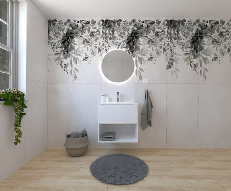 Koupelnová sestava Naturel Stilla v bílém lesku s umyvadlem a LED zrcadlem