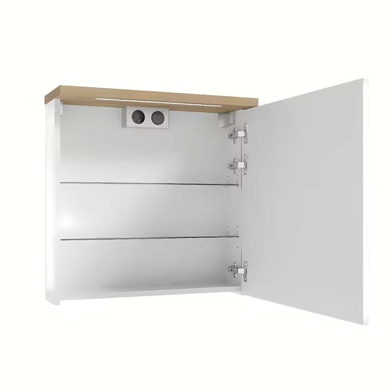 Bílá zrcadlová skříňka Naturel Stilla 60x60 cm s horním LED osvětlením a dvířky
