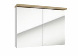 Bílá zrcadlová skříňka Naturel Stilla 80x60 cm s LED osvětlením a dvířky