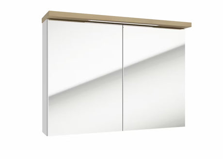 Bílá zrcadlová skříňka Naturel Stilla 80x60 cm s LED osvětlením a dvířky