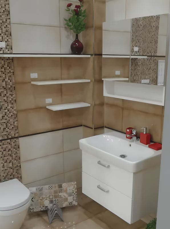 Zrcadlová skříňka Naturel Vario Dekor 75x68,6 cm v bílé matné barvě se skleněnými poličkami