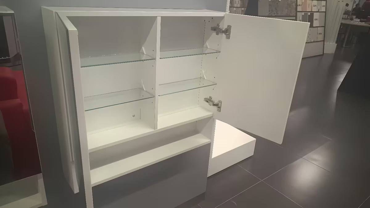 Zrcadlová skříňka Naturel Vario Dekor 75x68,6 cm v bílé matné barvě se skleněnými poličkami