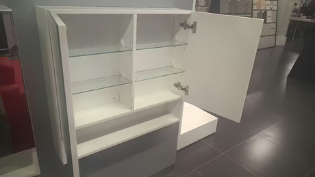Zrcadlová skříňka Naturel Vario Dekor 75x68,6 cm v bílé matné barvě se skleněnými poličkami