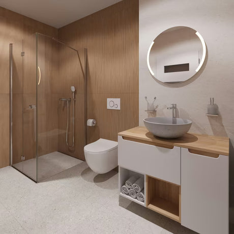 Kulaté koupelnové LED zrcadlo Naturel o průměru 60 cm s podsvícením a hliníkovým rámem