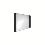 Černé koupelnové LED zrcadlo Naturel 80x60 cm s nepřímým podsvícením v matném hliníkovém rámu