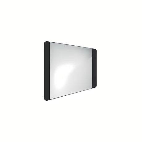 Černé koupelnové LED zrcadlo Naturel 80x60 cm s nepřímým podsvícením v matném hliníkovém rámu