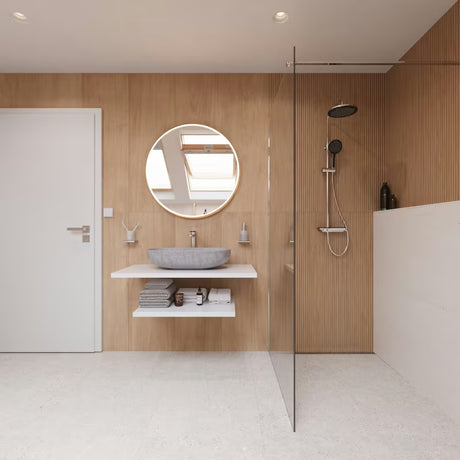 Kulaté černé LED zrcadlo Naturel 80 cm s obvodovým podsvícením do koupelny