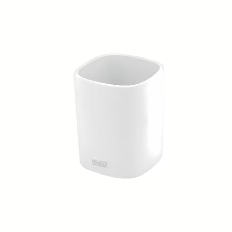 Bílý volně stojící držák zubních kartáčků Nimco Badu z polyresinu (tvrdý plast).