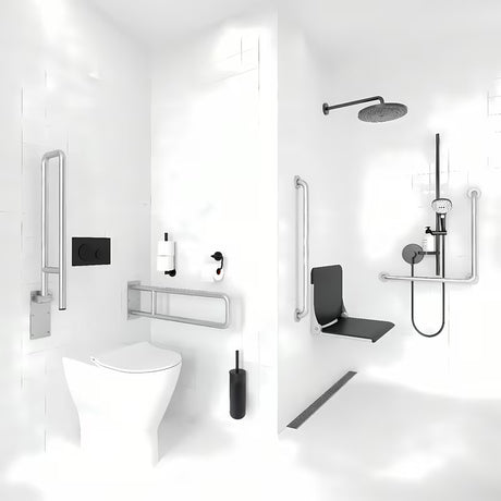 Nerezové bezpečnostní madlo Nimco pro bezbariérové WC a koupelny, vhodné k vaně i do sprchy.