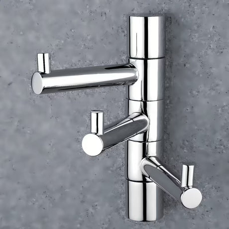 Chromový trojitý otočný háček Nimco Bormo do koupelny s jednoduchým designem.