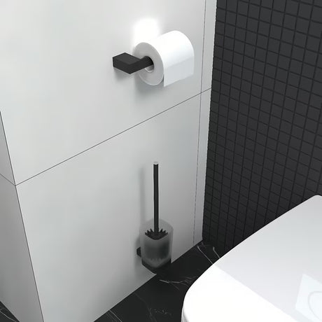 Černý matný držák toaletního papíru bez krytu Nimco Kibo z mosazi