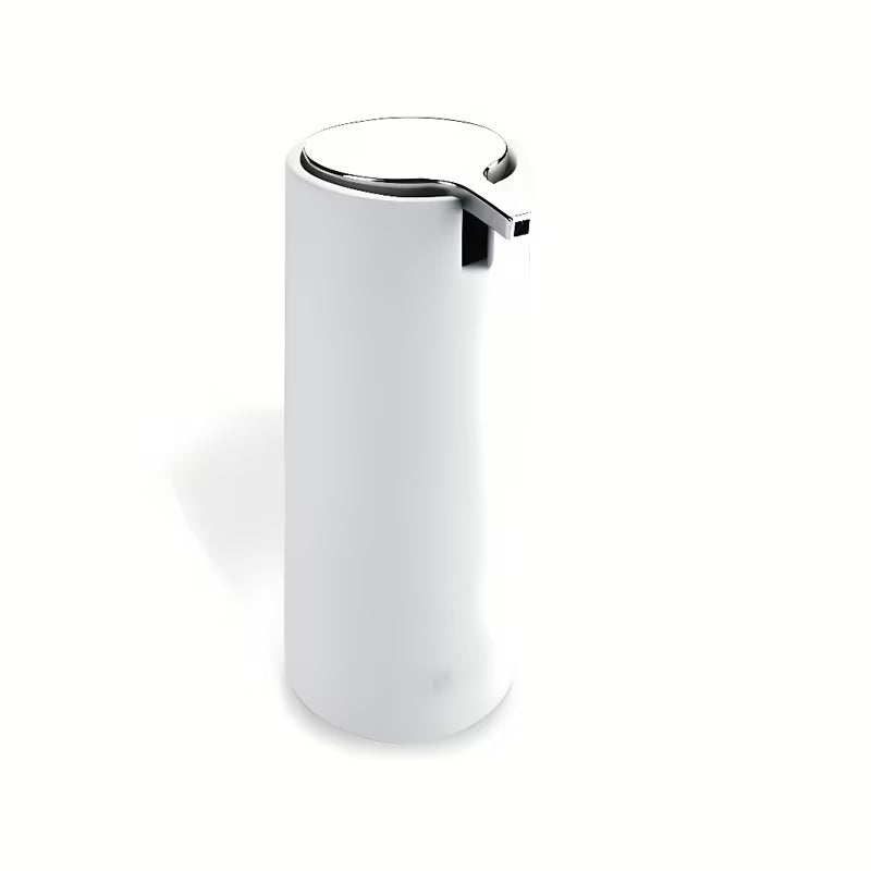 Bílý stojánkový dávkovač na tekuté mýdlo Nimco Omi z polyresinu s objemem 175 ml.