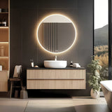 Kulaté LED koupelnové zrcadlo Nimco s podsvícením po obvodu, průměr 80 cm.