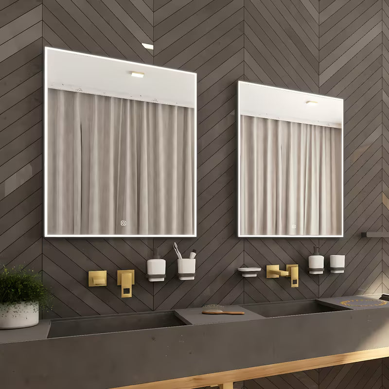 Nimco podsvícené LED zrcadlo 60x80 cm v černém provedení s osvětlením po obvodu