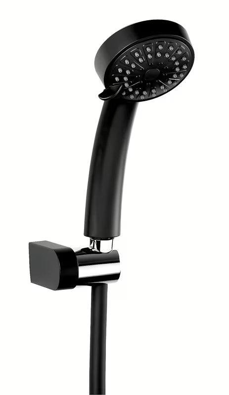 Novaservis Mini vanový set v chrom-černém provedení s hadicí a sprchovou hlavicí pro montáž na stěnu.