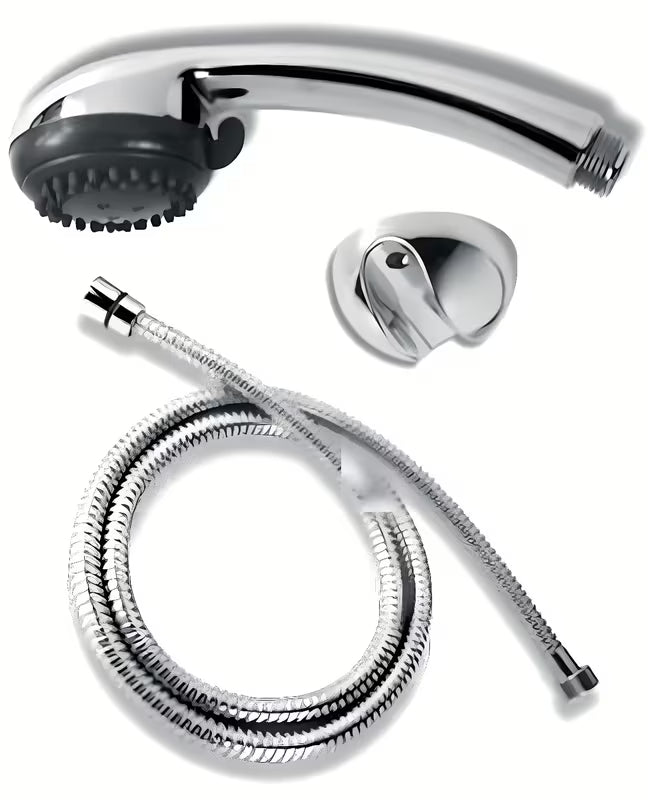 Chromový vanový set Novaservis Minifast se sprchovou růžicí, kovovou hadicí 150 cm a držákem na stěnu