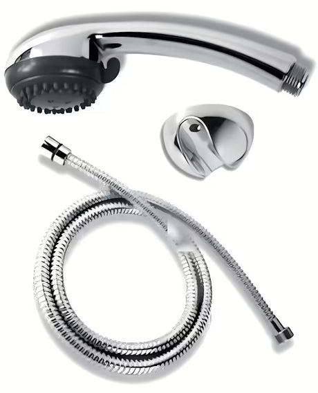 Chromový vanový set Novaservis Minifast se sprchovou růžicí, kovovou hadicí 150 cm a držákem na stěnu