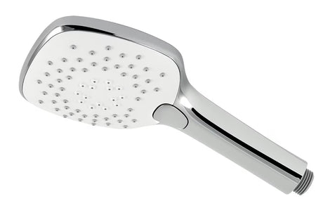 Chromová ruční sprcha Novaservis s hranatým tvarem, třemi proudy vody a Easy Clean tryskami.