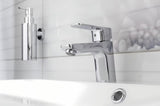 Chromová umyvadlová baterie Optima Cube Way bez výpusti s keramickou kartuší a flexibilním perlátorem.