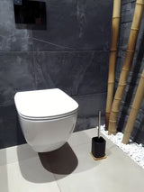 WC štětka Optima Hombre v černo-matném provedení s bambusovým dřevem