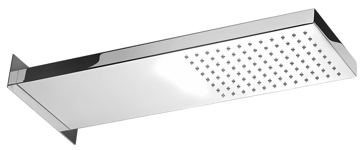 Hranatá mosazná hlavová sprcha Optima Chrome s 1 funkcí, rozměry 53 x 16 cm.