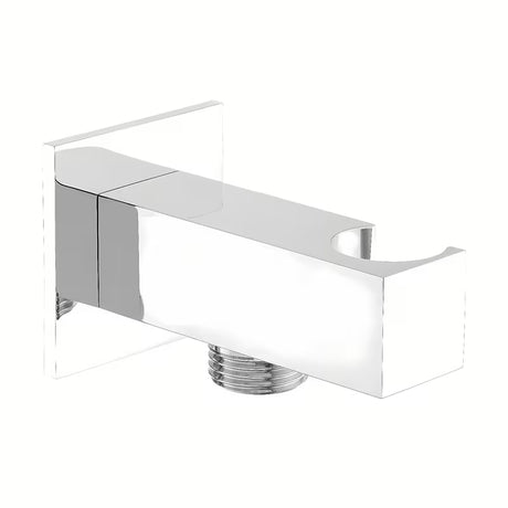 Chromový podomítkový vývod sprchy s integrovaným držákem v hranatém designu