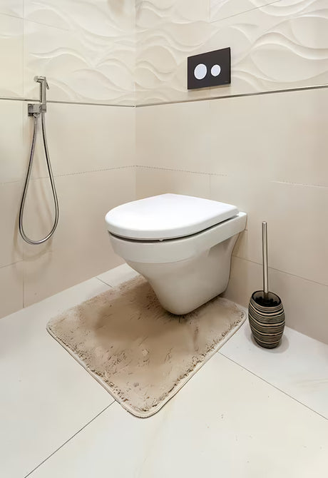 Béžová WC předložka Optima z mikrovlákna s protiskluznou úpravou