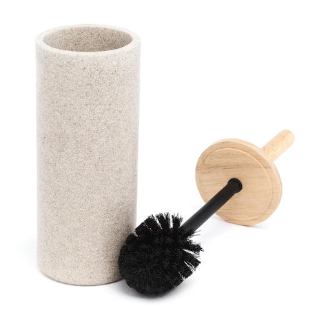 WC štětka Optima Poly v odstínu light-limestone z polyresinu a dřeva