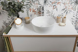 Oválná mýdlenka Optima Poly v odstínu light-limestone z polyresinu a dřeva.