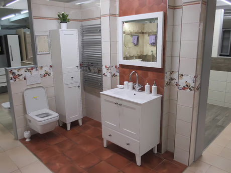 Bílý keramický box s víčkem Optima Provence jako volně stojící doplněk do koupelny