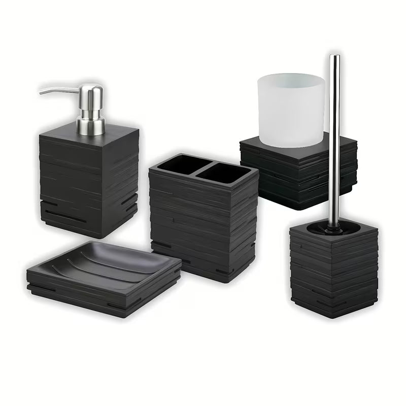 Optima Salea sada koupelnových doplňků, volně stojící hranatý design z polyresinu