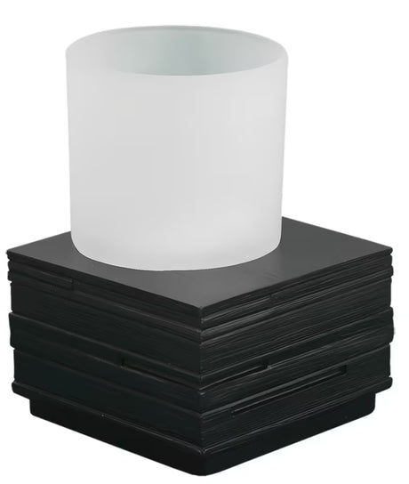 Hnědá volně stojící dóza Optima Salea v moderním hranatém designu do koupelny.