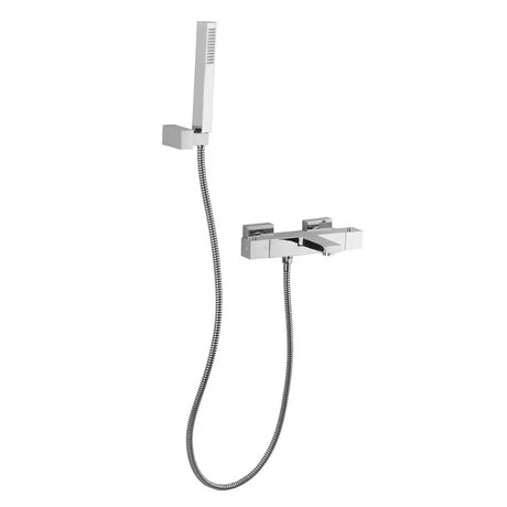 Optima Chrome termostatická vanová baterie v chromu se sprchovým setem v hranatém designu