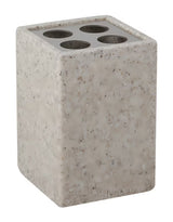 Volně stojící držák kartáčků Optima Supera v odstínu light-limestone z polyresinu.